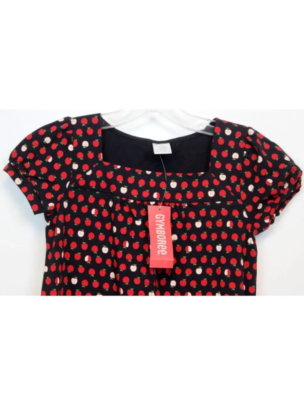 2008 Gymboree Prep School Apple  Dress Sz  10 Navy Blue Red Print School T-shirt